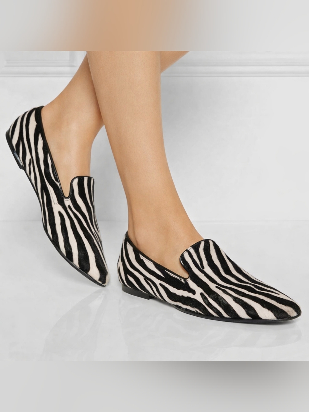 Jimmy Choo Zebra Print Pony Hair Loafers Sz 37